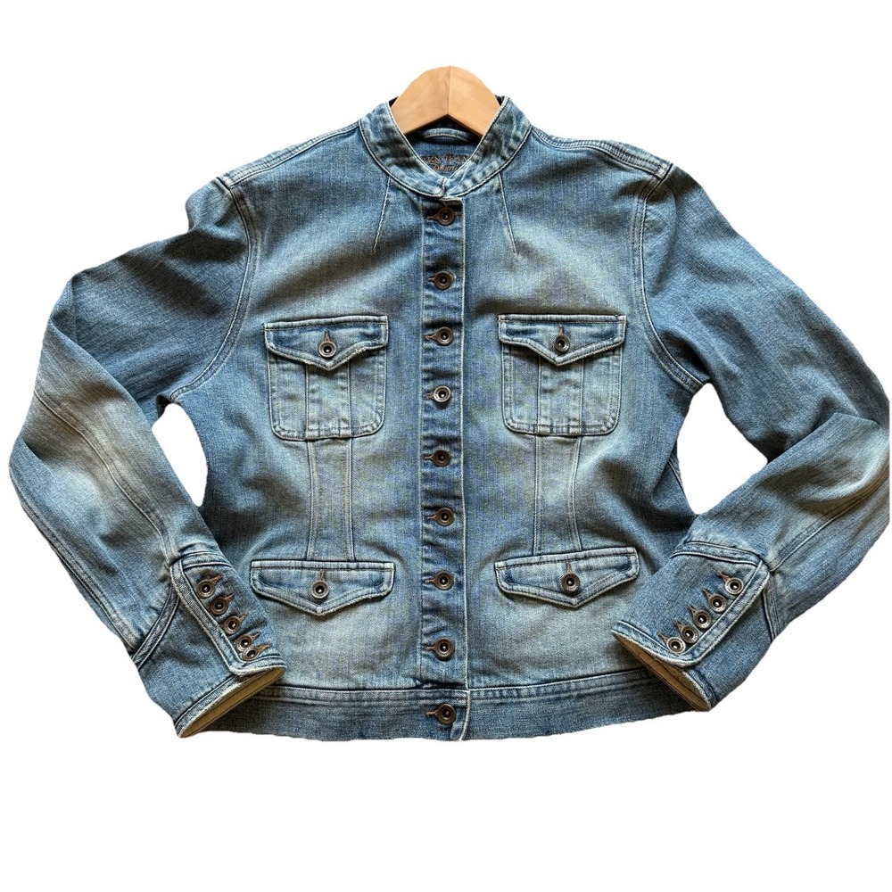 Lauren Jeans Co Denim Women's Collarless 90's Jacket L